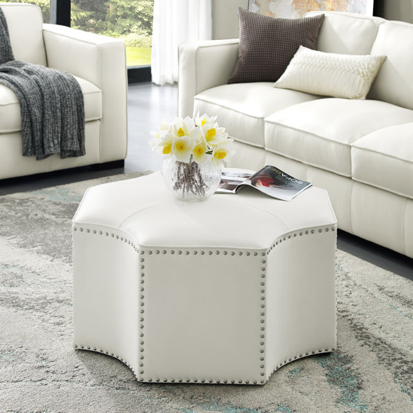 Leather ottoman with nailhead trim new arrivals